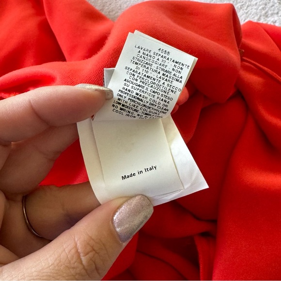 Cedric Charlier Orange Short Sleeve Midi Form Fitting Inverted Hem Dress - Picture 5 of 12